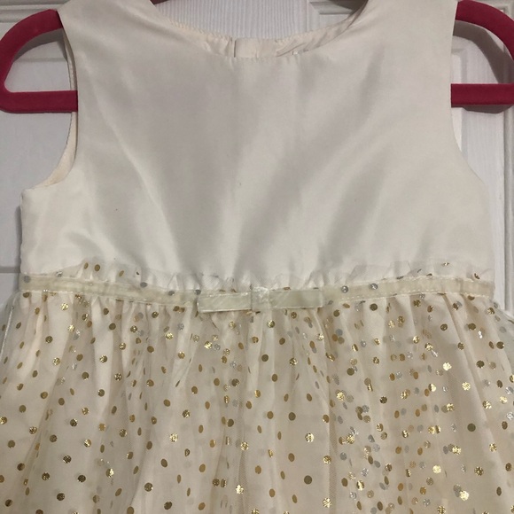Carters cream with gold polka dots dress on skirt girls size 5T special occasion - Picture 2 of 10